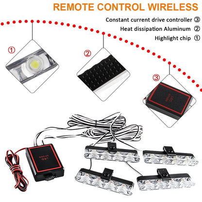 4 pice 3 colour  remote Dolphan & white Flasher for Motorcycle & Car Jeep Flasher