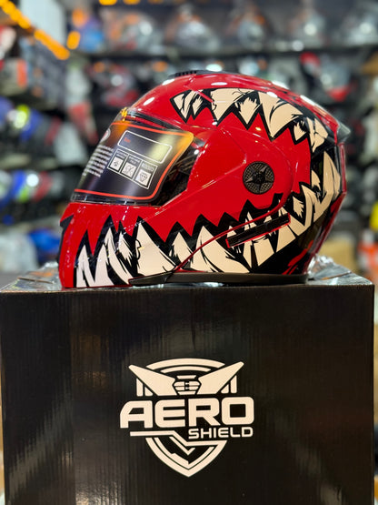 Aero Shield Flip up Helmet in washable padding , Duel visor , No reflection visor