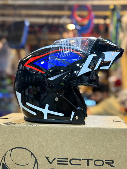 Qike DOt certified Flip up Helmet Motorcycle Helmet , Duel Visor washable padding