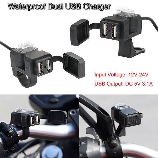 Mobile Charger MC07 – 2 Charging Port 1A & 2.1A – Handle & Mirror Mount – On/Off Button & LED