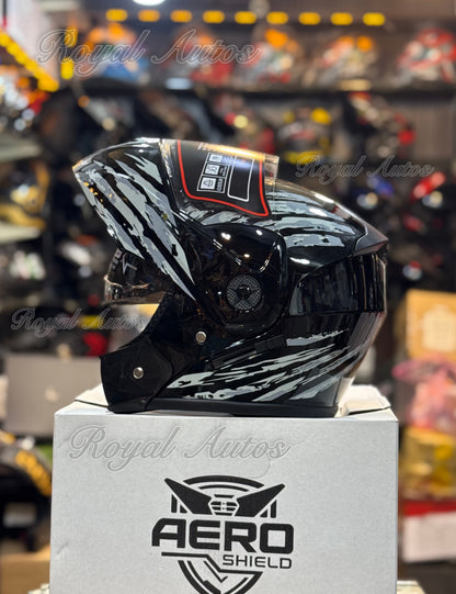 Aero Shield Flip up Helmet in washable padding , Duel visor , No reflection visor