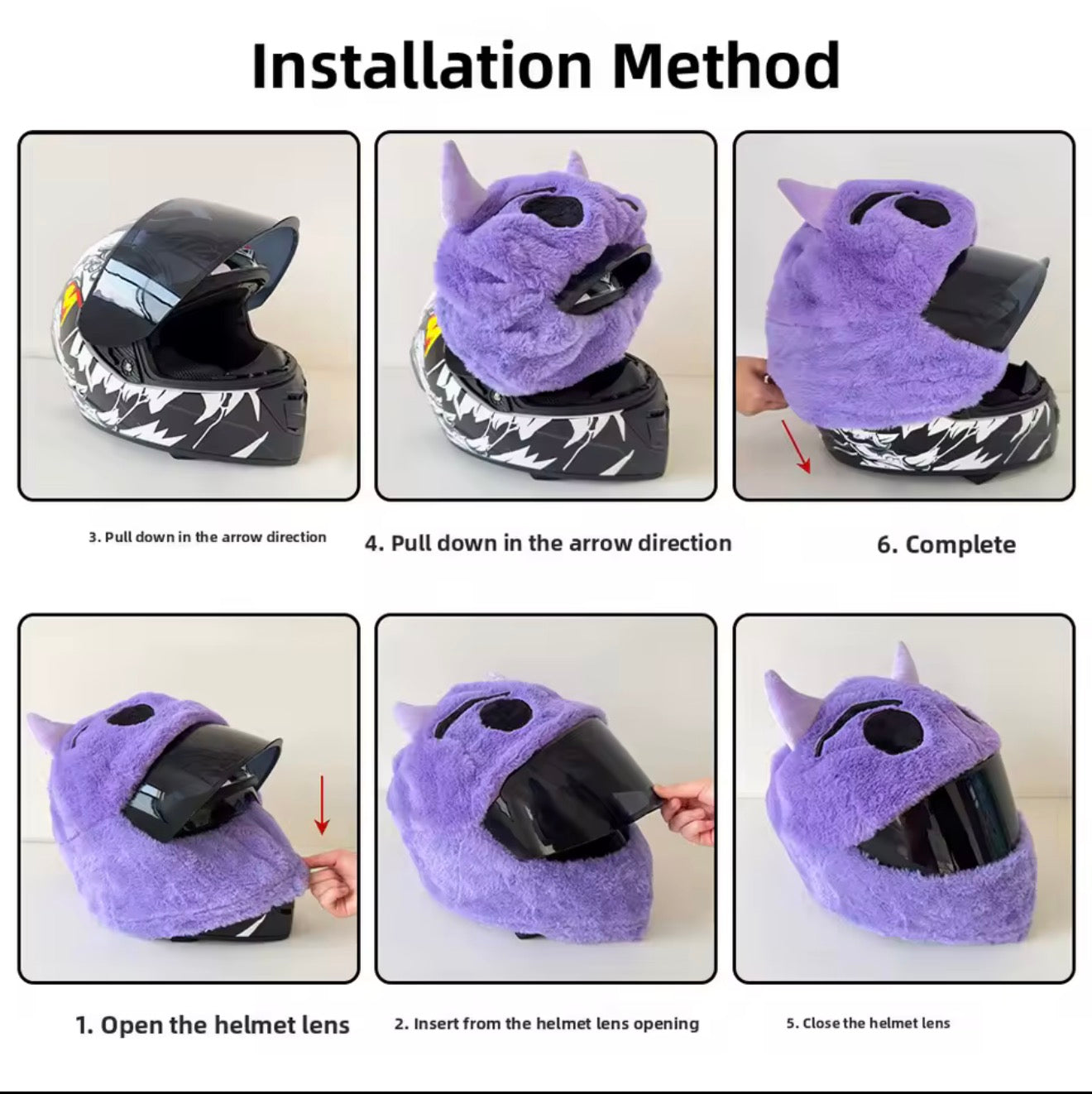 Motorcycle Helmet Cover - Cartoon Plush Motorcycle Helmet Cover - Great Eye-catcher, Motorcycle Helmet Accessories, Against Dust, Scratches, Shocks, for Outdoor Personalised Full Helmet Cover