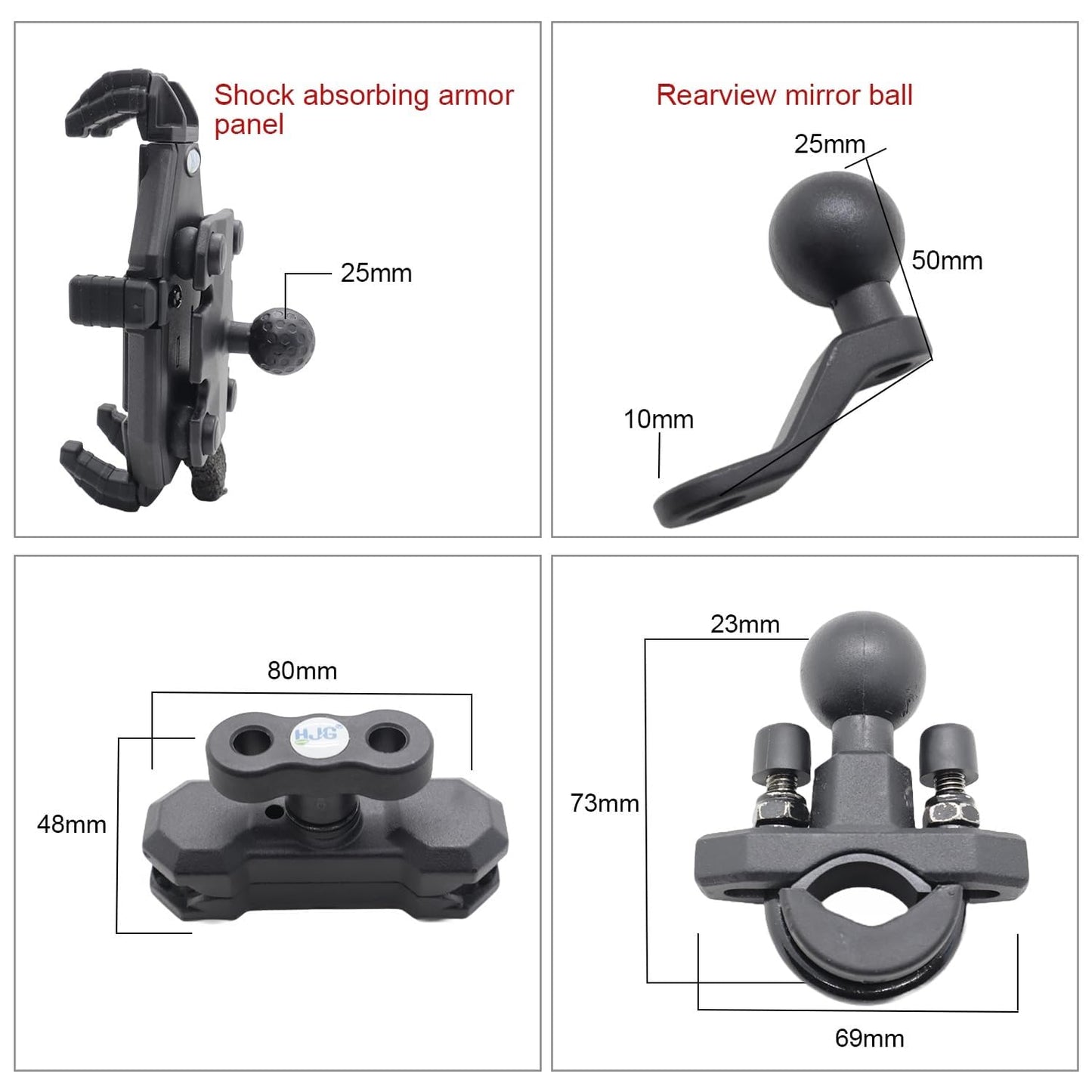 LIU HJG BullHead Mobile Holder Shock Proof and Anti Vibration With Mirror and Handle Mount Motorcycle