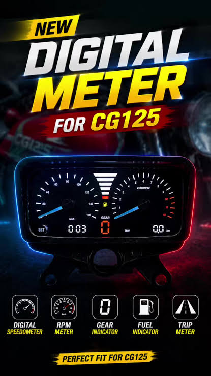 Meta Title: NFC Digital Meter for CG125 | Digital Speedometer & Gear Indicator
 Meta Description: Upgrade your bike with the ultimate NFC Digital Meter for CG125. Features a high-definition digital display, RPM meter, fuel gauge, and digital gear indicator. Direct fit, easy install!
 URL Handle: ⁠nfc-digital-meter-cg125-speedometer⁠