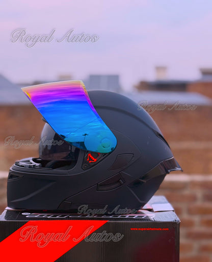 Superair SP 902 DOT certified helmet  Matt black in multi viosr smart ( Revo helmet )