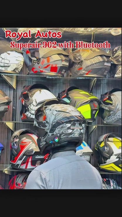 SuperAir 902 Helmet with Waterproof Bluetooth smart shape with Spoiler DOT certified Helmet