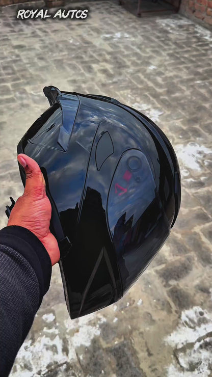 SuperAir 902 plain Glossy Black Helmet smart shape with Spoiler DOT certified Helmet SP902