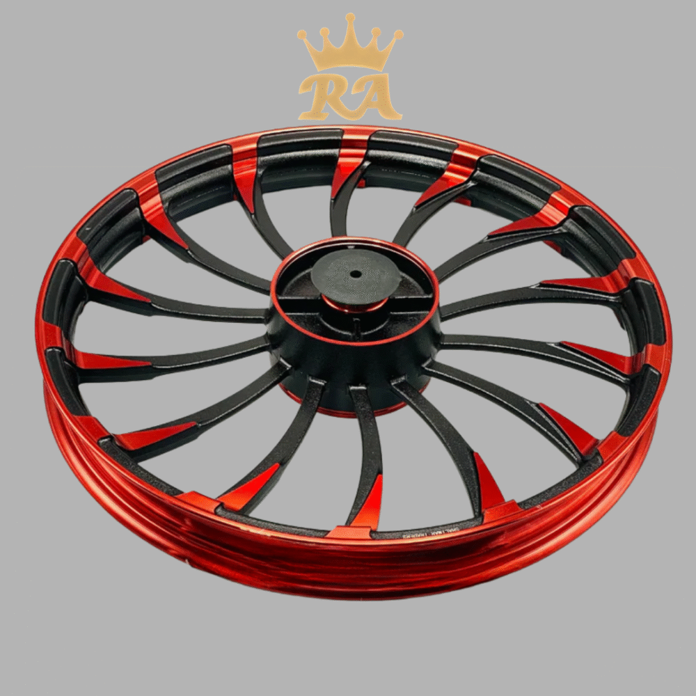Premium Red Curve Alloy Rims for CD 70 - Image 3