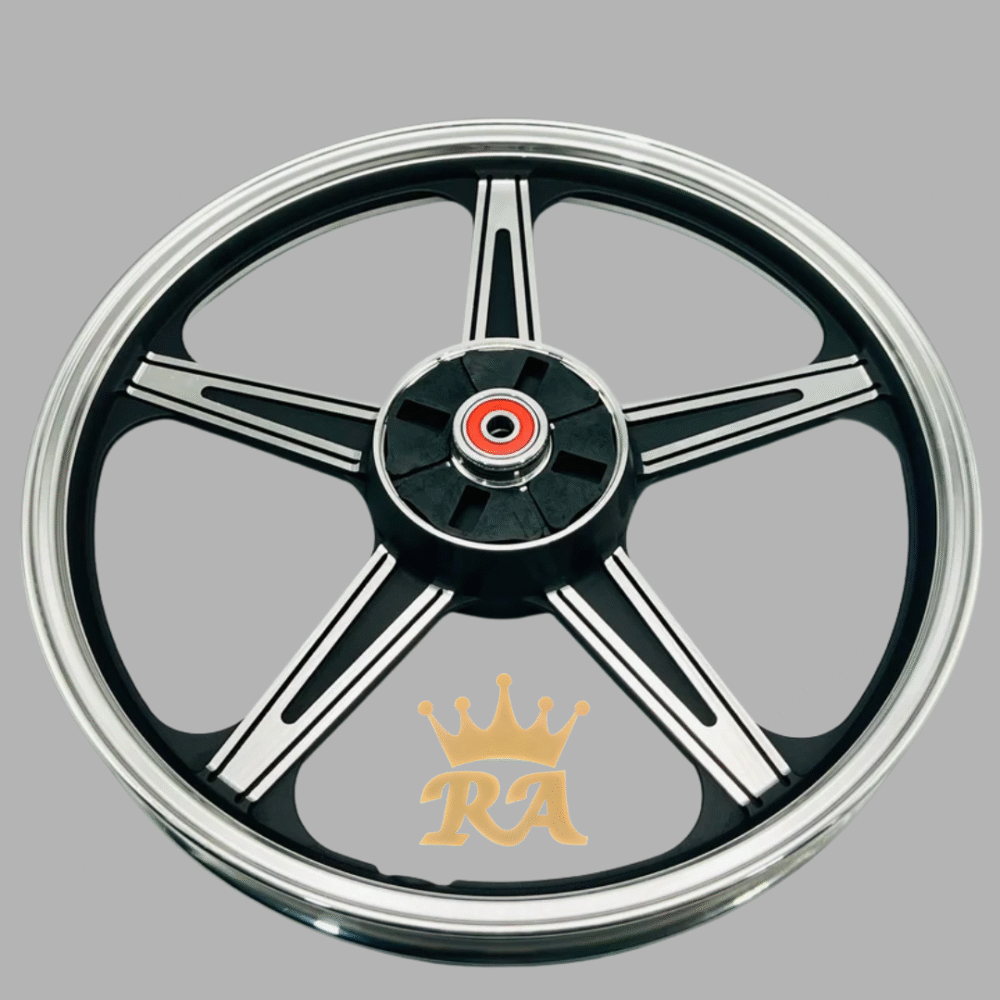CD70 STAR SHAPE Alloy Rim Set – Silver with Black Lines - Image 2