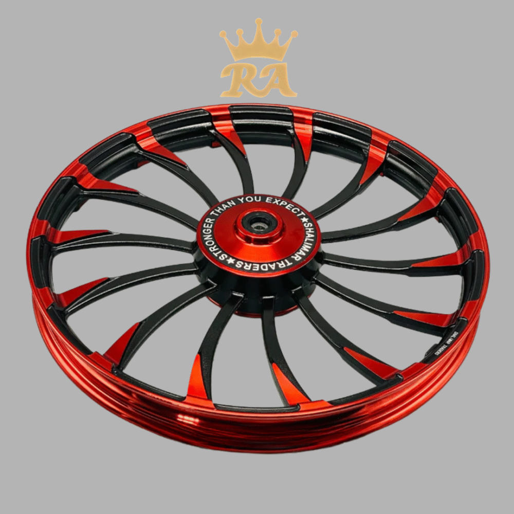 Premium Red Curve Alloy Rims for CD 70 - Image 2