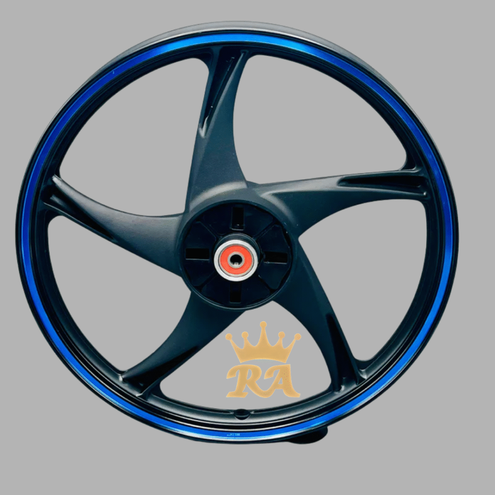CD70 YBR-Style Alloy Rim Set – Black with Blue Stripe