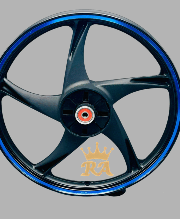 CD70 YBR-Style Alloy Rim Set – Black with Blue Stripe