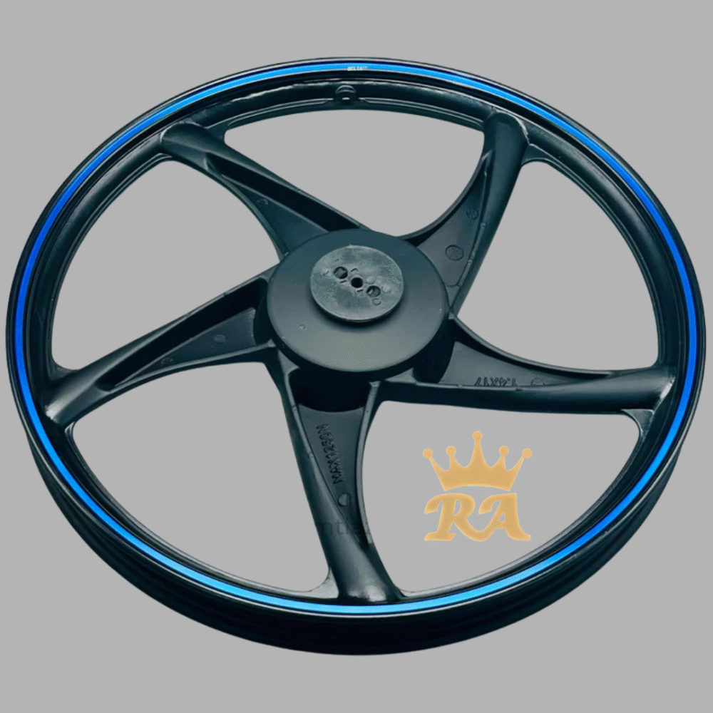 CD70 YBR-Style Alloy Rim Set – Black with Blue Stripe - Image 5