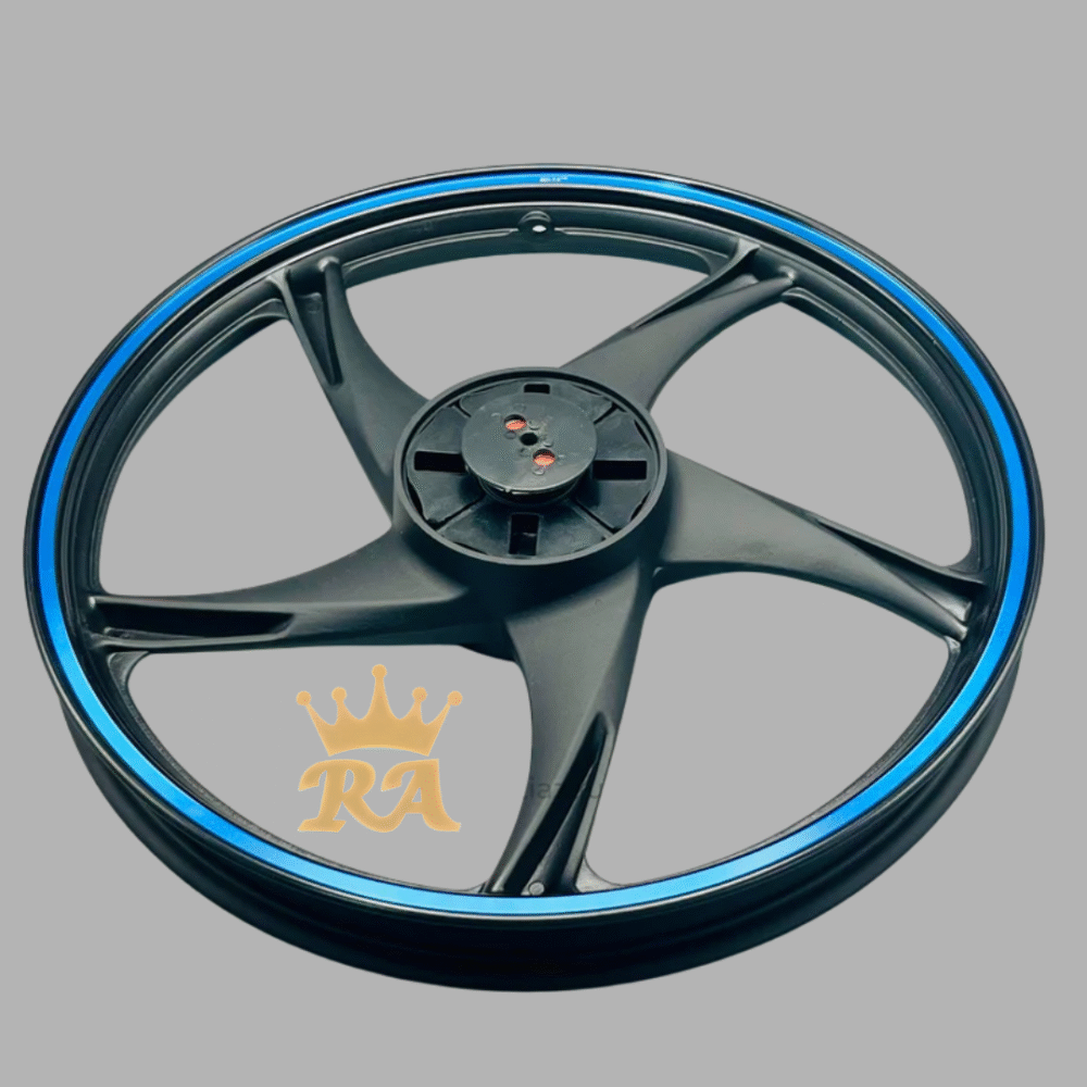 CD70 YBR-Style Alloy Rim Set – Black with Blue Stripe - Image 4